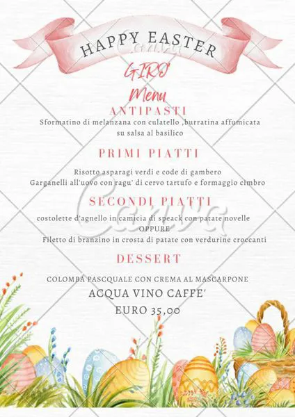 Menu di Pasqua 2022