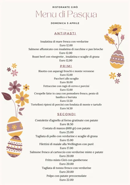 🐣 Pranzo di Pasqua 2026 al Ristorante Girò: un menu da non perdere!
